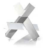 Max Bill, Konstruktion aus Drei Gleichen Prismen, 1975, Scultura in acciaio con finitura cromo-nichel