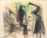 Wifredo Lam, Ça va mal, 1959, pastelli on paper applicata on canvas
