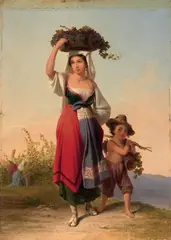 John Gadsby Chapman, Tempo di vendemmia nella campagna romana, 1873, oil on panel