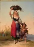 John Gadsby Chapman, Tempo di vendemmia nella campagna romana, 1873, oil on panel