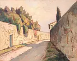 Scorcio di strada by Gino Romiti, oil on compensato, offered Nov 2013