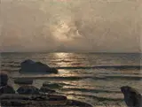 Marina al tramonto by Gino Romiti, oil on faesite, offered Nov 2013