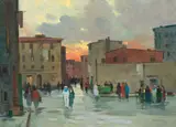 Vecchia città scomparsa (piazza Cavallo) by Renato Natali, oil on canvas, offered Nov 2013