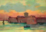 Fortezza di Livorno by Renato Natali, oil on compensato, offered Nov 2013