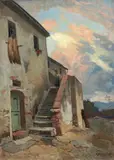 Rustico a Parlascio by Cafiero Filippelli, oil on panel, offered Nov 2013