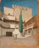 Filadelfo Simi, Alhambra, cortile con cipresso