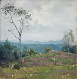 Gigi Comolli, Paesaggio, 1930, oil on canvas board