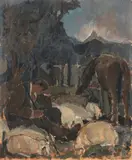 Giulio Cesare Giachetti, Cavalli, oil on panel