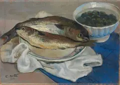 Emilio Notte, Natura morta con pesci, 1924, oil on canvas