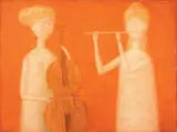 Musiciste by Antonio Bueno, oil on faesite, offered Nov 2013