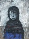 Xavier Bueno, Bambina, oil on canvas board