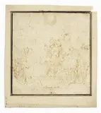 Donato Creti, Studio per «Alessandro taglia il nodo gordiano», 1708, penna and inchiostro seppia on paper