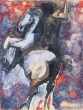 Marino Marini, Cavallo e cavaliere, 1948, mixed media on paper