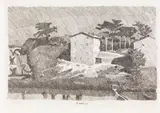 Giorgio Morandi, Case del campiaro a Grizzana, 1929, etching on zinco