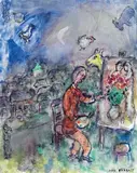 Marc Chagall, Peintre, Village (Autoritratto), 1981, tempera on faesite