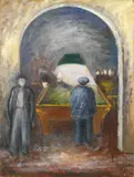 Giocatori di biliardo by Ottone Rosai, 1955, oil on canvas, offered Jun 2013