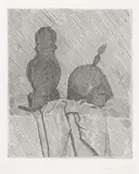 Giorgio Morandi, Natura morta con due oggetti e un drappo su un tavolo, 1929, etching on rame