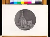 Giorgio Morandi, Grande natura morta circolare con bottiglia e tre oggetti