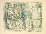 Massimo Campigli, Donne su fondo verde, 1960, lithograph a colori