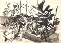 Le moisson by Édouard Pignon, 1959, inchiostro on paper, offered Jun 2013