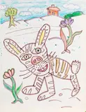 Robert Combas, Le lapin, 1987, mixed media on paper