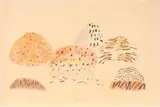 Zoran Mušič, Paesaggio senese, 1953, pastelli on paper applicata on canvas