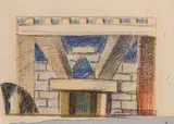 Enrico Prampolini, Bozzetto di scena per «Edipo re», 1946, pastelli on paper