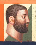 Hermann Albert, Testa e forma geometrica, 2000, tempera on canvas