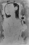 Giuseppe Migneco, Donna con fiore, 1972, ink on paper applicata on cardboard