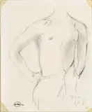 Filippo de Pisis, Busto in piedi, 1927, pencil nera on paper