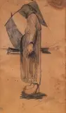 Donna e barca by Lorenzo Viani, charcoal on paper, offered Jun 2013