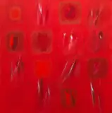 Ennio Finzi, Architettura del colore in rosso, acrylic on canvas