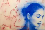 Omar Galliani, Blu Oltremare, mixed media on panel