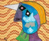 Personaggio by Enrico Baj, 1968, acrylic and collage on stoffa, offered Jun 2013