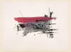 Composition by Georges Mathieu, 1958, inchiostro and gouache on paper, offered Jun 2013