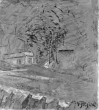 Paulo Ghiglia, Paesaggio a La Verna, oil on panel