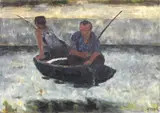 Pescatori sull'Arno by Renzo Grazzini, 1953, oil on canvas, offered Apr 2013