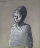 Xavier Bueno, Bambina, oil and mixed media on canvas
