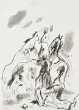 Felice Carena, Studio di cavalli, 1965, inchiostro on paper