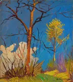 Antonio Discovolo, Paesaggio ligure, oil on panel