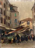 Vincenzo Colucci, Mercato, oil on panel