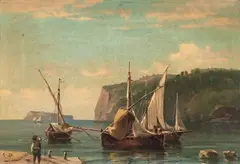 Emilio Donnini, Marina, oil on canvas
