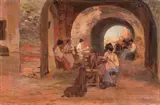 Rammendatrici di reti by Carlo Passigli, oil on canvas, offered Apr 2013