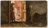 Vita contadina by Francesco Gioli, oil on panel, offered Apr 2013