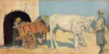 Buoi al carro by Cesare Ciani, oil on canvas applicata on compensato, offered Apr 2013