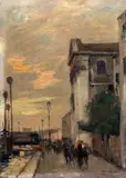 Vincenzo Colucci, Strada con figure, oil on panel