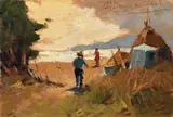Campagna by Carlo Domenici, oil on compensato, offered Apr 2013