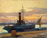 Rimorchiatore by Renato Natali, oil on panel, offered Apr 2013