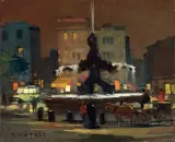 Piazza Barberini by Renato Natali, oil on panel, offered Apr 2013