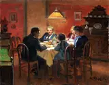 Pranzo serale by Cafiero Filippelli, oil on panel, offered Apr 2013